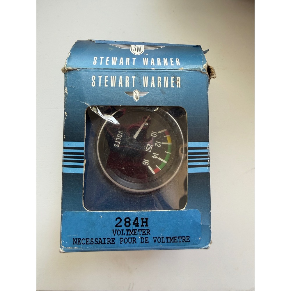 Vintage 90s Stewart Warner 284H Electric 10-16 Volt Voltmeter Gauge 2 1/16"